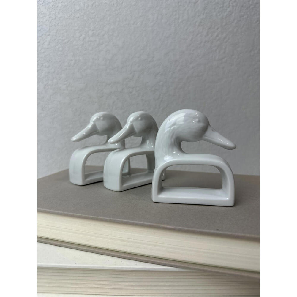 Taitu - Vintage Cottage Core Ceramic Duck Napkin Rings Country Decor set of 3